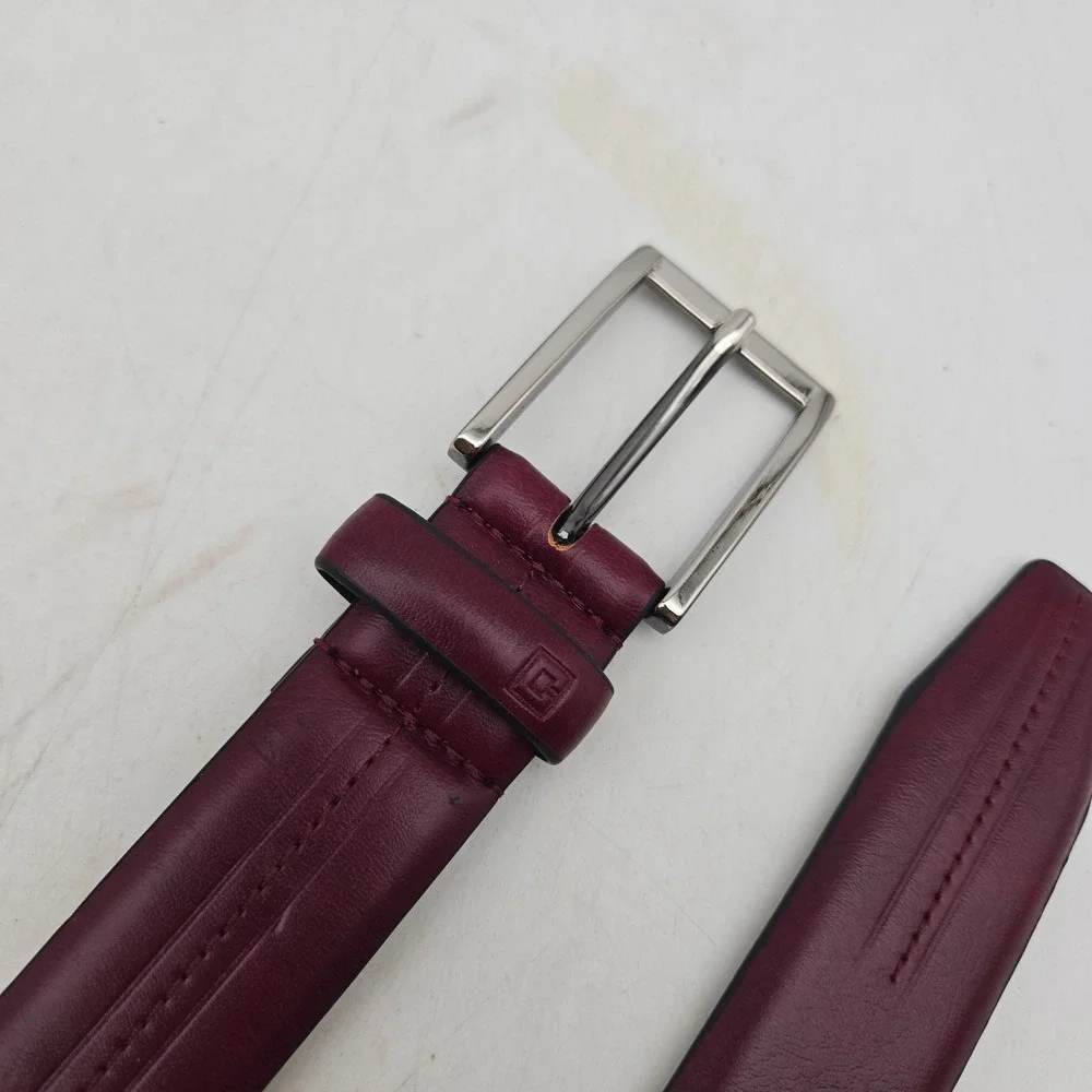 Chaps Ralph Lauren Belt Red Synthetic Leather Mens 38 Nickel Buckle NWOT